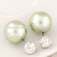 hot selling bridal wedding double ball crystal round designs fashion earring pearl